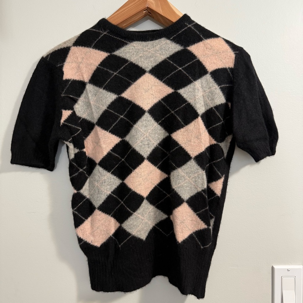 Vintage Pride O’Glen Short Sleeve Argyle Cashmere Sweater